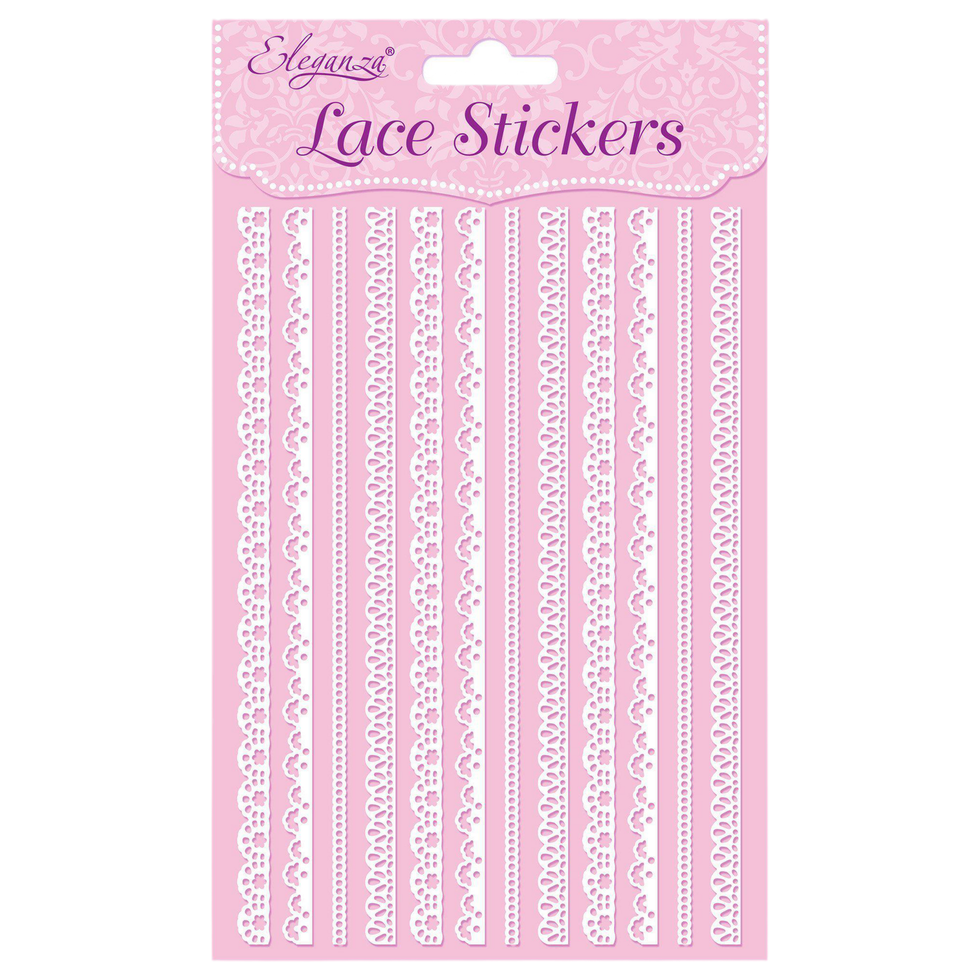White lace effect peel off border stickers for card making and scrapbooking crafts