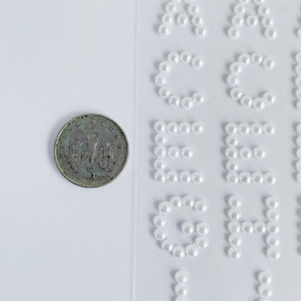 White pearl stick on alphabet stickers for card making craft 