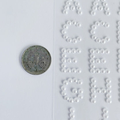 White pearl stick on alphabet stickers for card making craft 