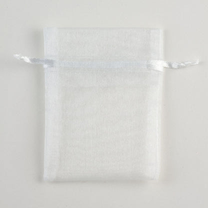 White small organza wedding favour bag measuring 7.5 x 10cm