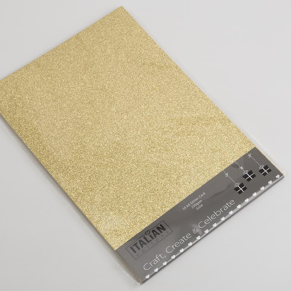 non shed gold glitter card pack of 10 A4 sheets for papercraft craft projects