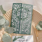 Botanical green laser cut leaf design wedding invitation for natural theme wedding