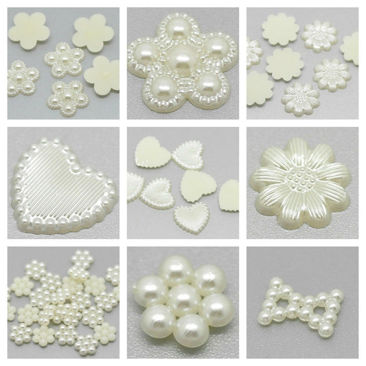 Ivory Pearl Effect Embellishments for Wedding Card Making Craft CHOICE OF STYLES