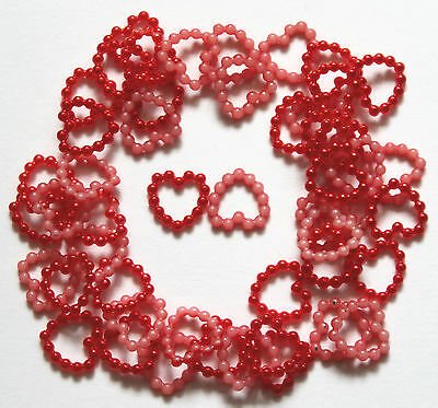 50 Small Pearl Effect Beaded Hearts 11mm Clearance