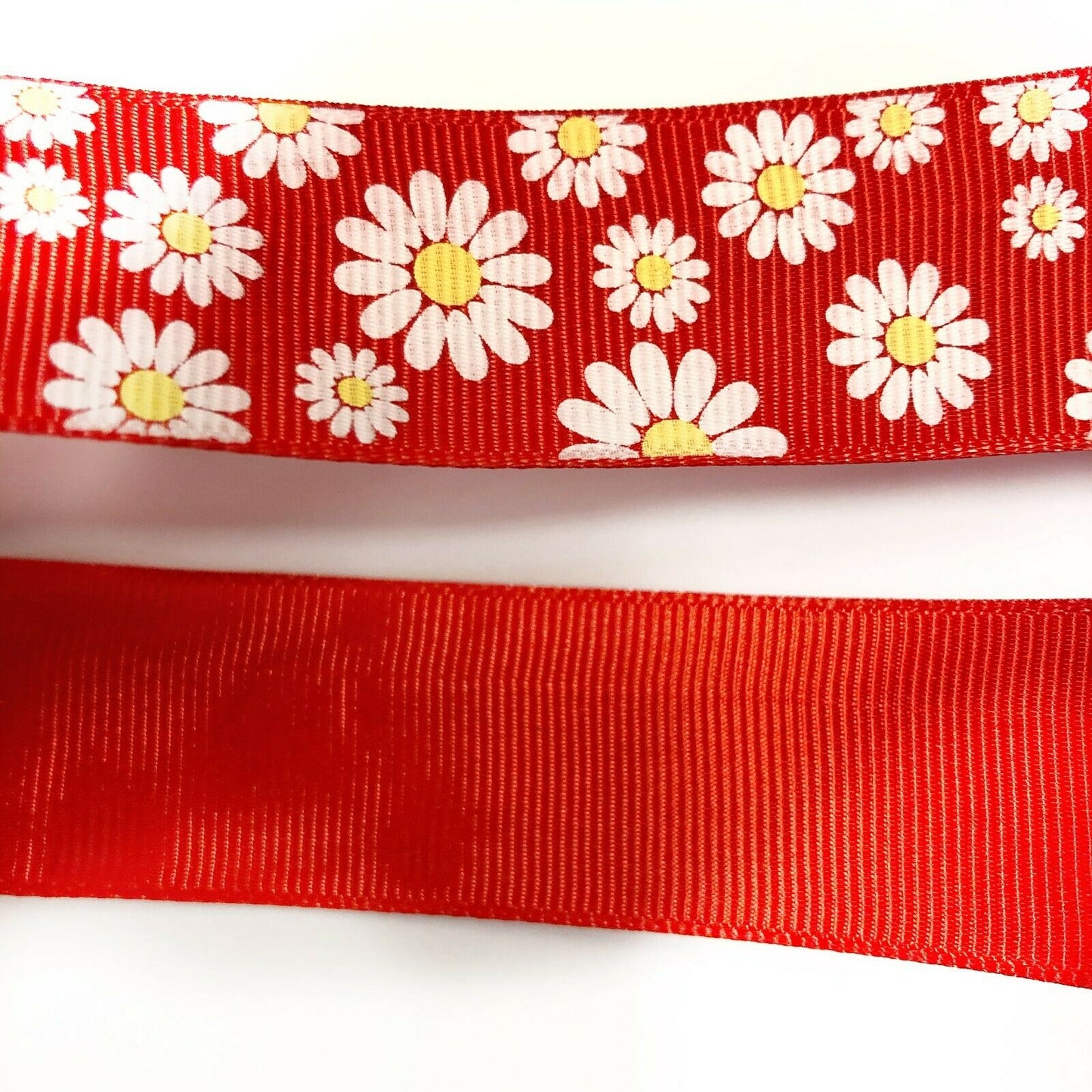 Easter Grosgrain Ribbon 25mm x 1m Cut Length Daisy Flower Print For Bow Making