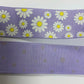 Easter Grosgrain Ribbon 25mm x 1m Cut Length Daisy Flower Print For Bow Making