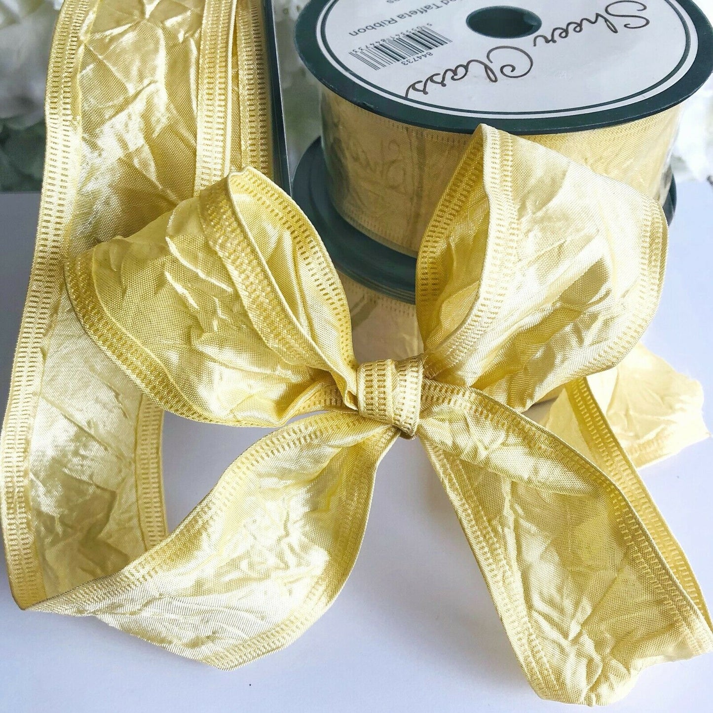 Yellow Easter Wired Ribbon For Bow Making Spring Wreath Decoration Gift Wrap