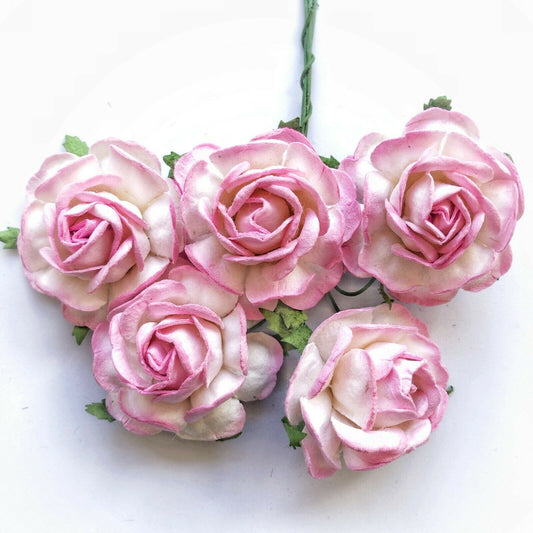 Large Mulberry Paper Tea Rose 40mm Flowers Card Making Scrapbook Embellishments