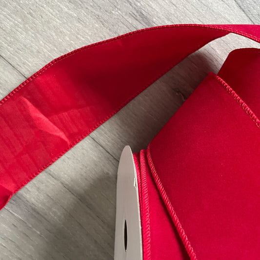 Christmas Red Velvet Wired Edge Ribbon 63mm x 1m or 9m Roll Bow Making Decor