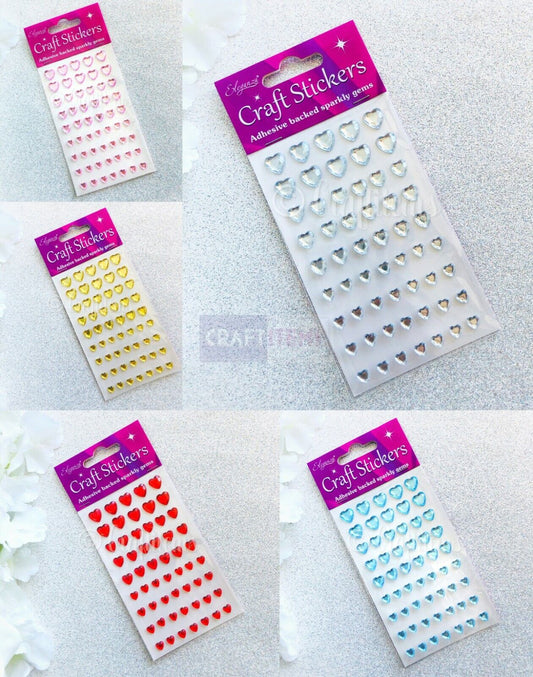 Heart Diamante Stickers Self Adhesive Stick On Gems DIY Card Crafts Rhinestone