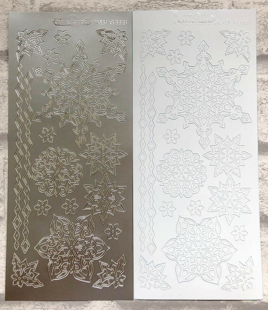 Christmas Modern Snowflakes & Borders Assorted Colours Peel Off Stickers