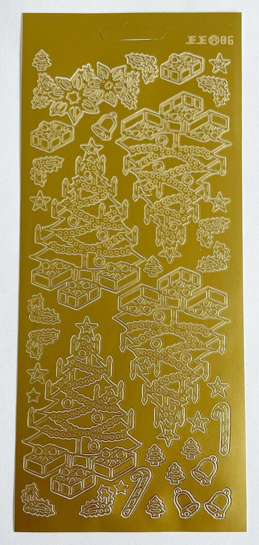 Christmas Peel Off Sticker Sheet Traditional Christmas Trees Card Making Craft