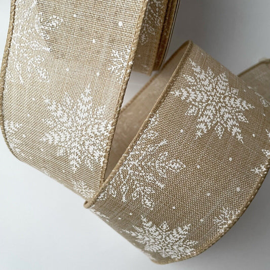 Wired Edge Christmas Hessian Ribbon 63mm x 1m Cut Piece Wreath Bow Making Craft