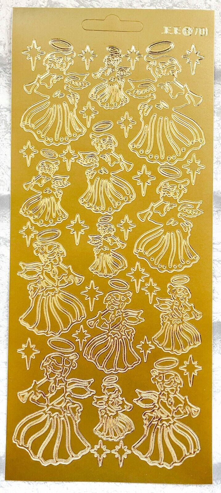 Christmas Peel Off Stickers Traditional Angels & Stars Sticker Sheet For Christmas Card Making Craft