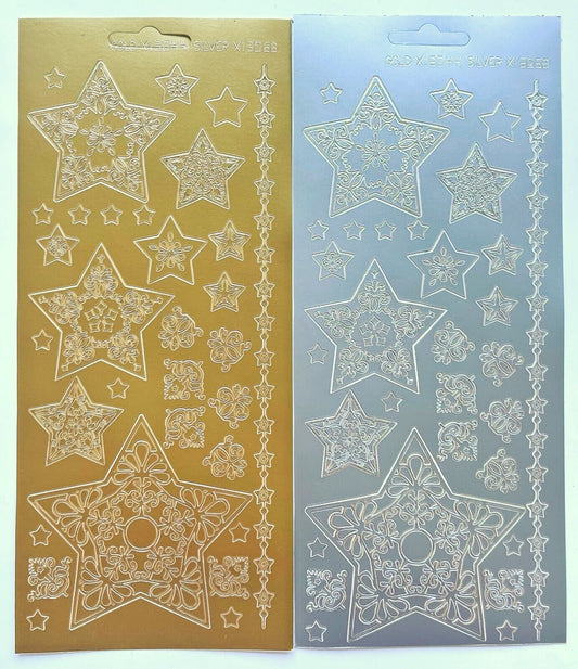 Decorative Stars Peel Off Sticker Sheet Inc Borders For Card Making Craft