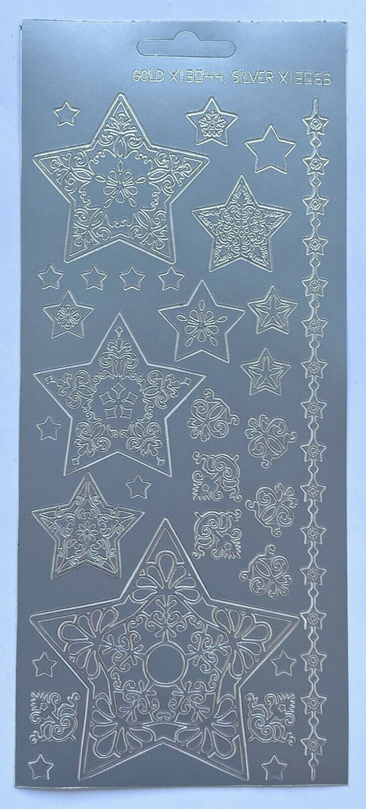 Decorative Stars Peel Off Sticker Sheet Inc Borders For Card Making Craft