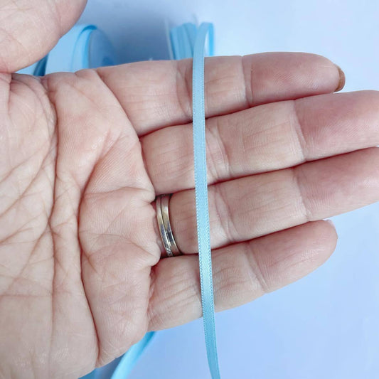 Matching Baby Blue Satin Ribbon / Bows For Card Making, Wedding Favours Crafts
