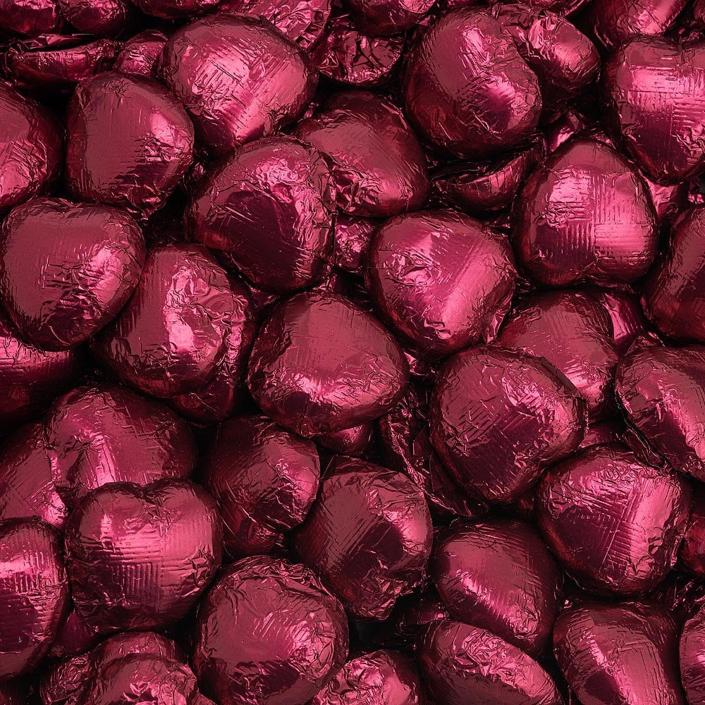 Chocolate Wedding Favours Belgian Chocolate Burgundy Red Foil Wrapped Heart Chocolates Gift Box Chocolates Without Gift Wrap