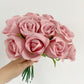 Dusky Pink Artificial Rose Bud Bunch Fake Flowers Wedding Bouquet 18 Stems 30cm