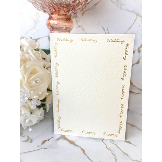 A6 Card Blanks Ivory Hammer Effect With Gold Foil Wedding Script 10pk - Clearance-The Creative Bride