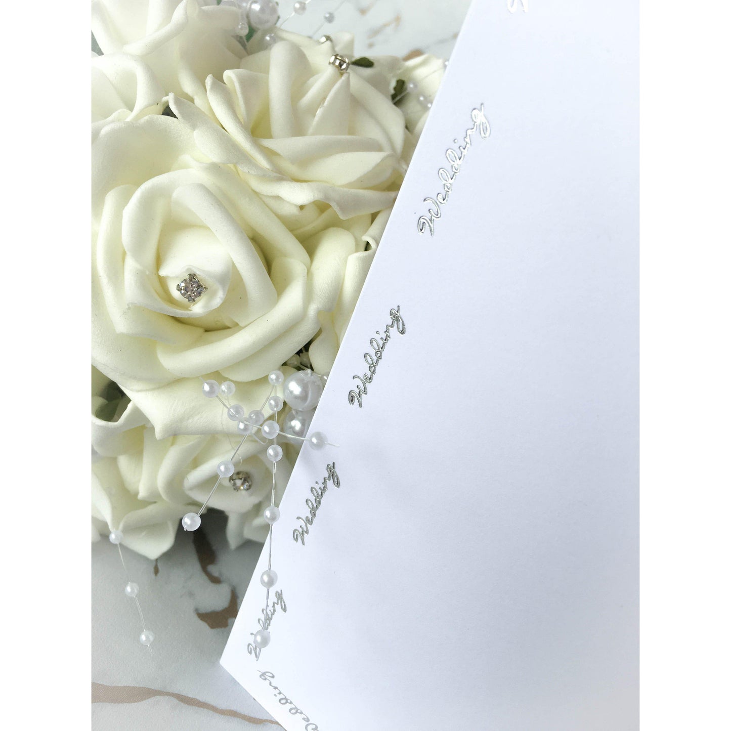 A5 Card Blanks Smooth White With Silver Foil Wedding Script 10pk - Clearance-The Creative Bride