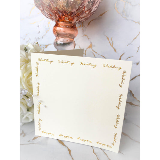 5" x 5" Square Card Blanks Ivory With Gold Wedding Script 10pk - Clearance-The Creative Bride