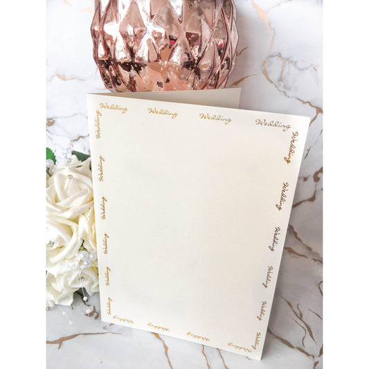 A5 Card Blanks Smooth Ivory With Gold Foil Wedding Script 10pk - Clearance-The Creative Bride