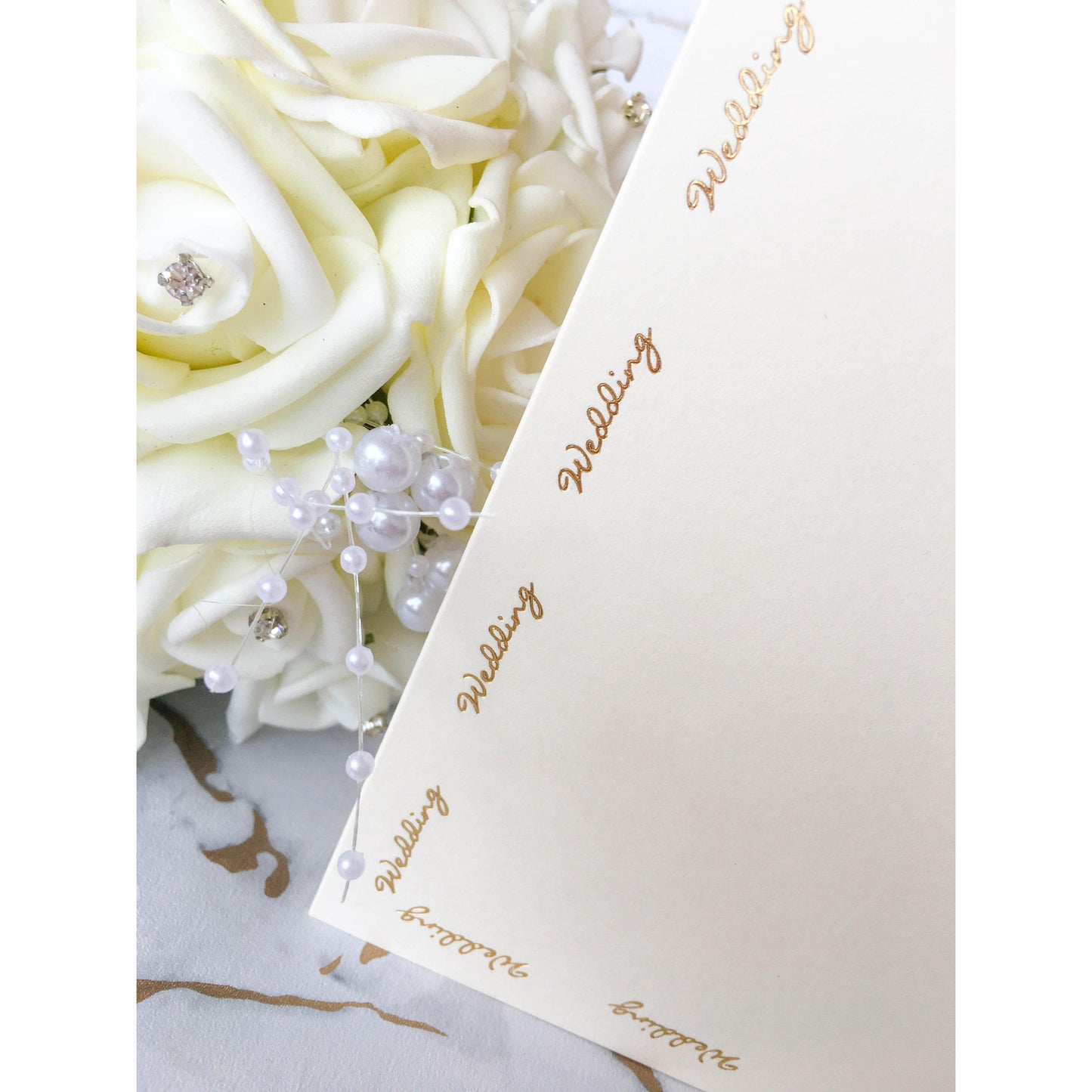 A5 Card Blanks Smooth Ivory With Gold Foil Wedding Script 10pk - Clearance-The Creative Bride
