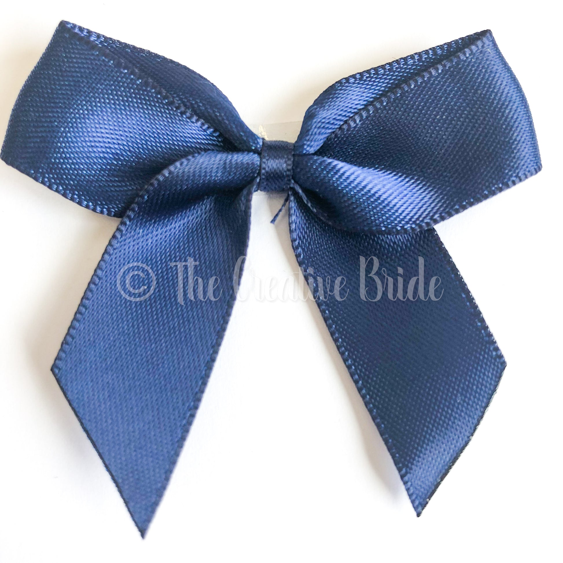 Navy Blue Stick On Satin Ribbon Bow