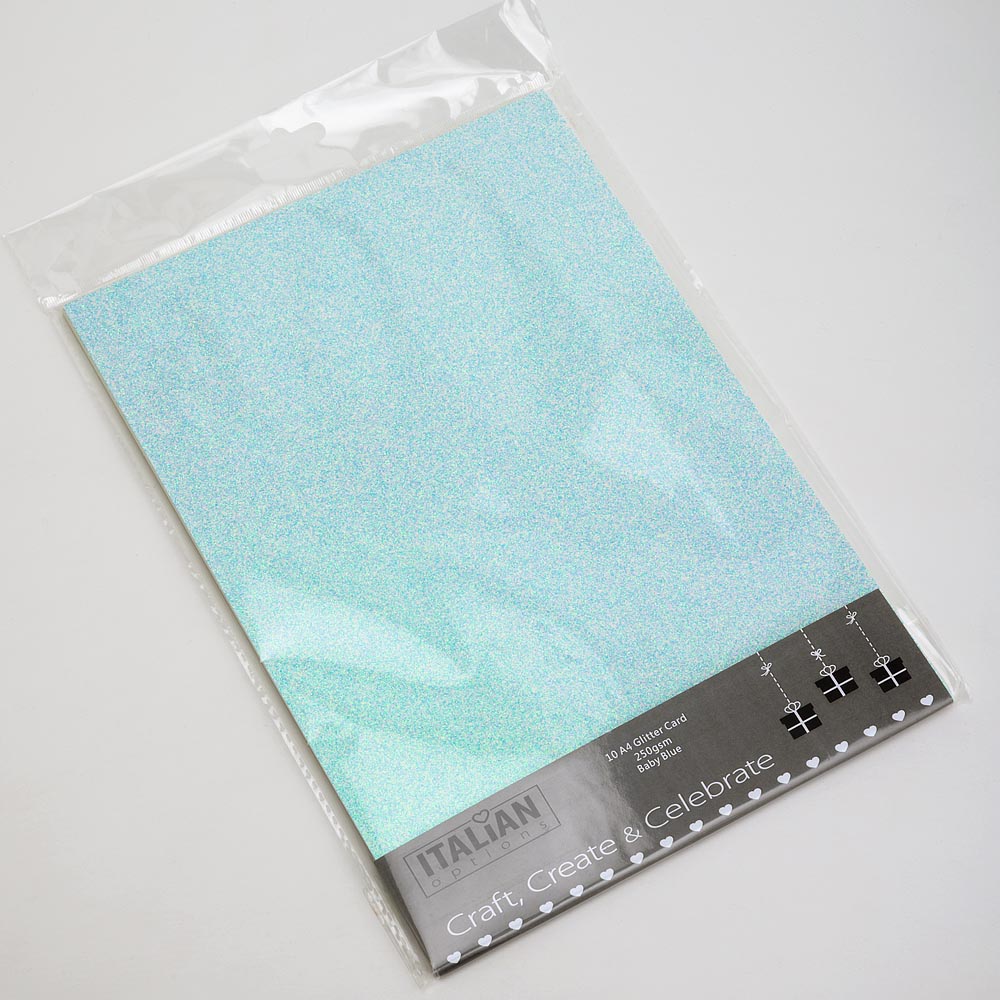 Pale Baby Blue Non Shed Glitter Card Pack of 10 Sheets For Card Making, Cake Toppers & Cricut Machines