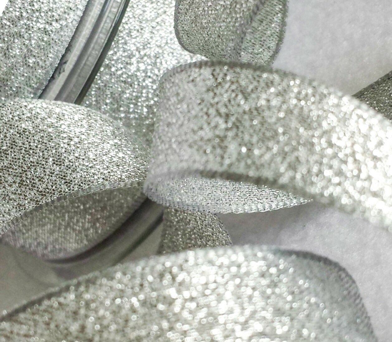 Berisfords Silver Sparkly Lame Metallic Glitter Ribbon 7, 15, 25, 40mm