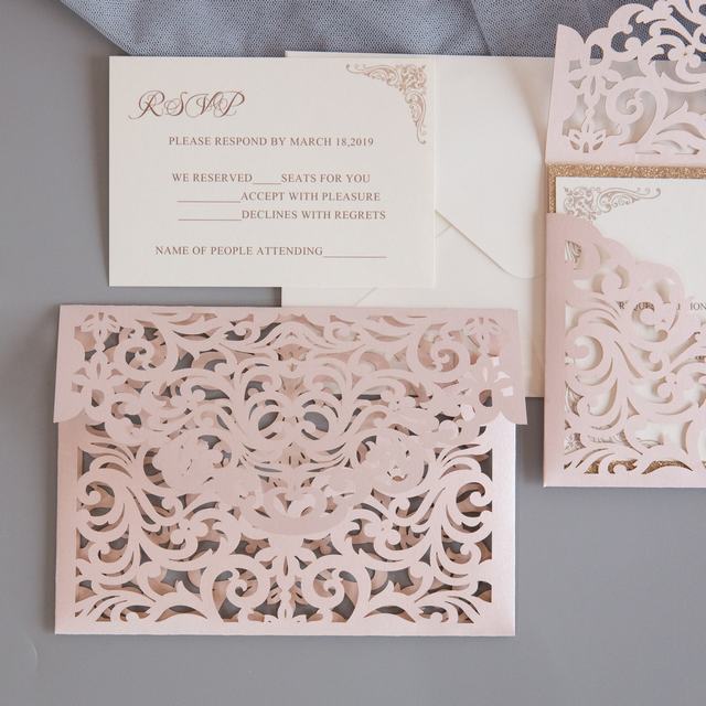 luxury blush pink lace wedding invitation handmade in cheshire