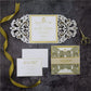 open wedding invitation card with separate rsvp