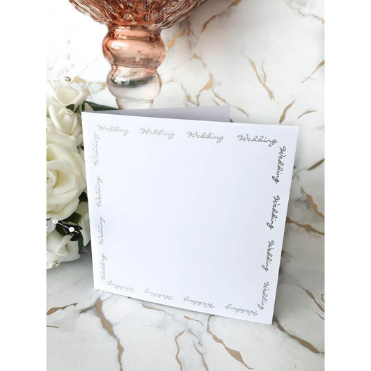 5" x 5" Square Card Blanks White With Silver Wedding Script 10pk - Clearance-The Creative Bride