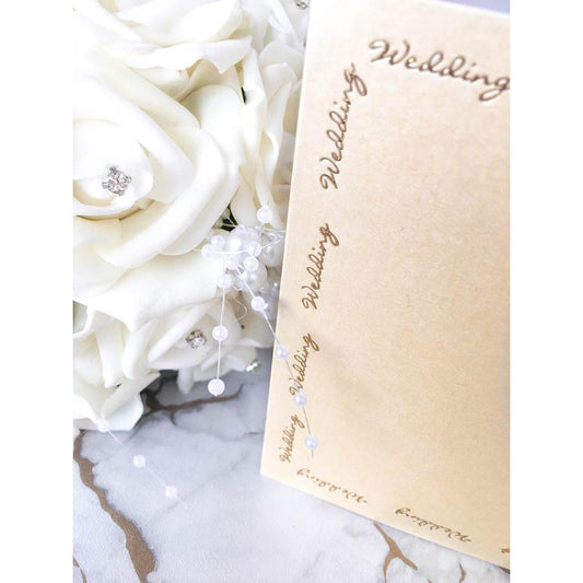 5" x 5" Square Card Blanks Ivory Pearl With Gold Wedding Script 10pk - Clearance-The Creative Bride