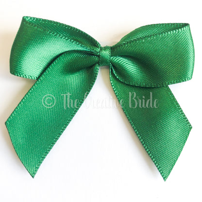 Bottle Green Self Adhesive Satin Ribbon Bow