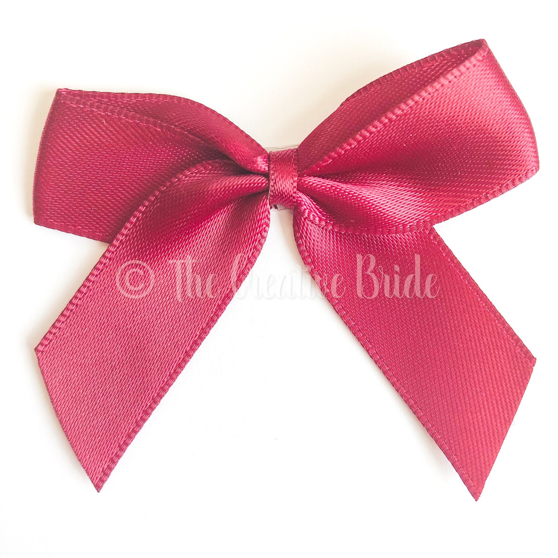 Burgundy Red Stick On Satin Ribbon Bow