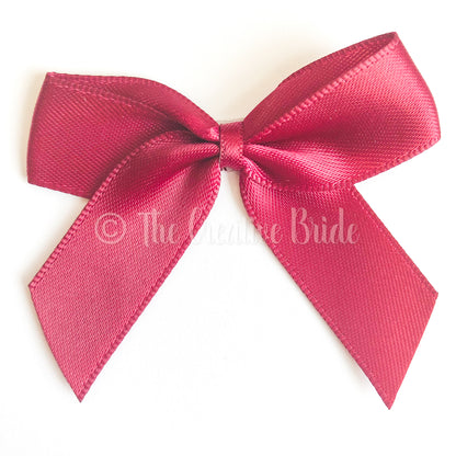 Burgundy Red Stick On Satin Ribbon Bow