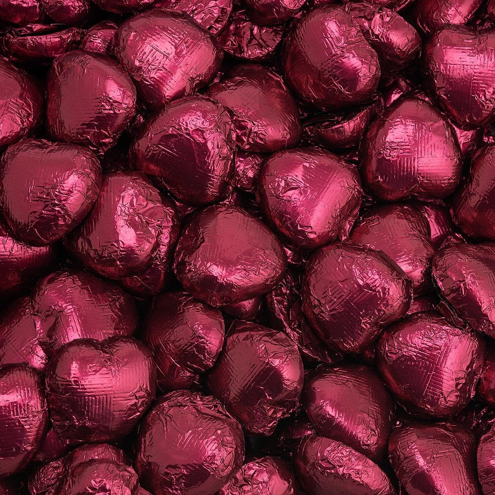 Burgundy foil wedding favour chocolates for table decor