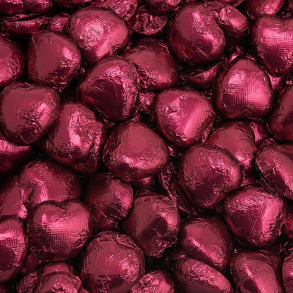 Burgundy foil wedding favour chocolates for table decor