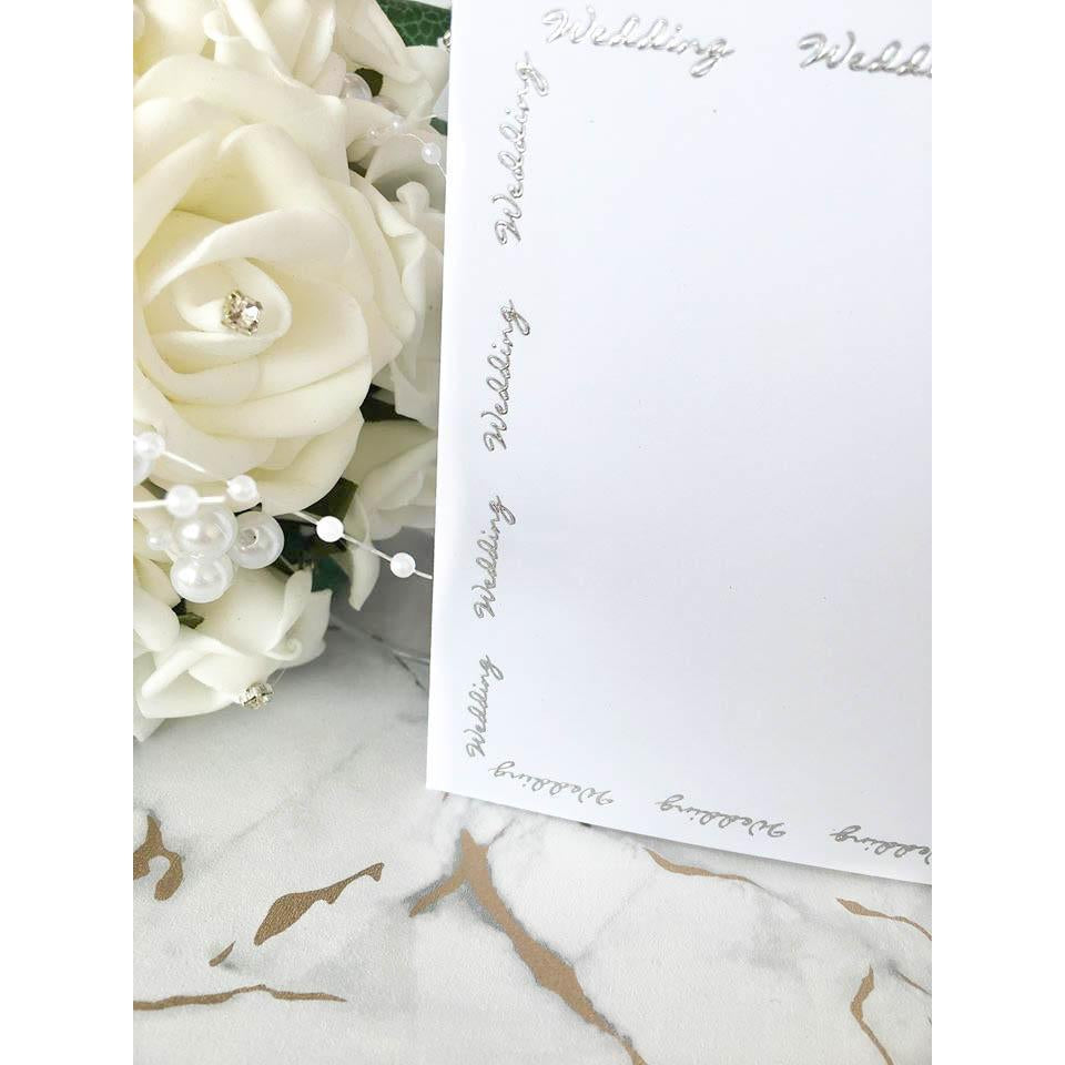 5" x 5" Square Card Blanks White With Silver Wedding Script 10pk - Clearance-The Creative Bride