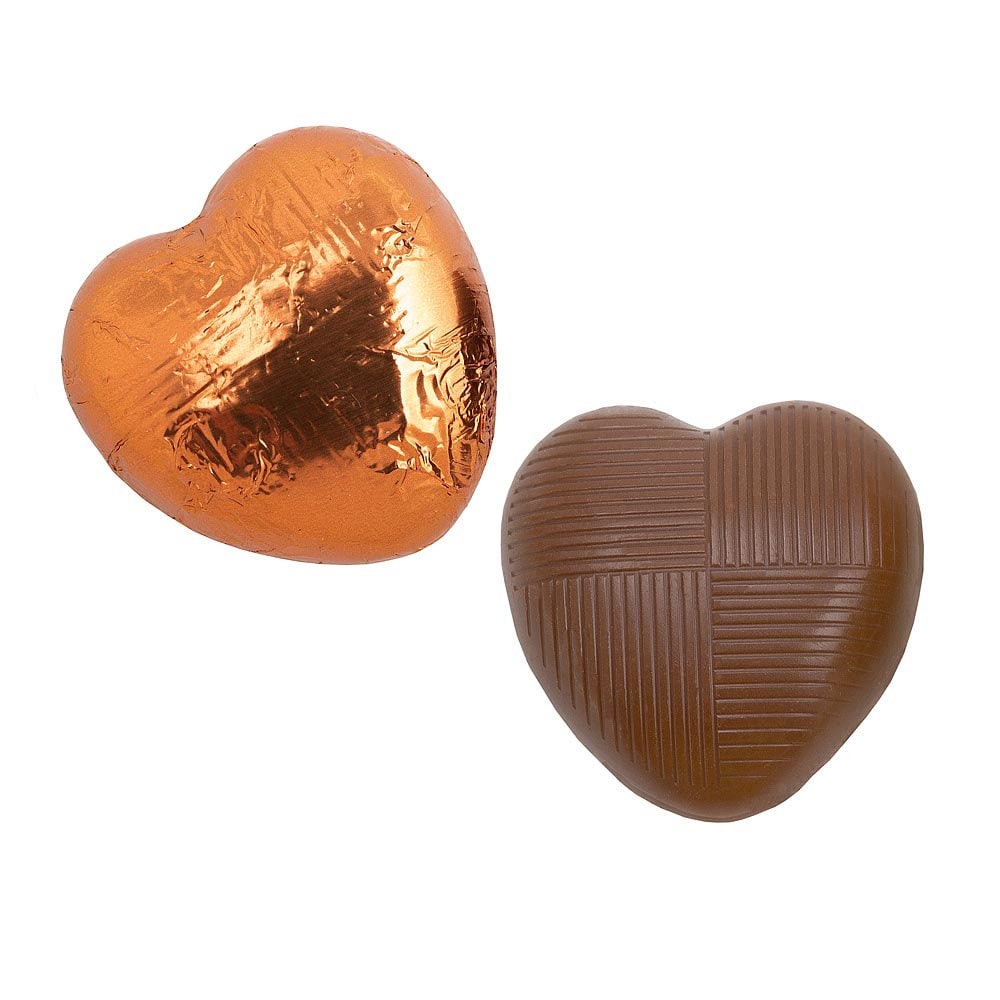 Copper foil Belgian chocolate heart wedding favours