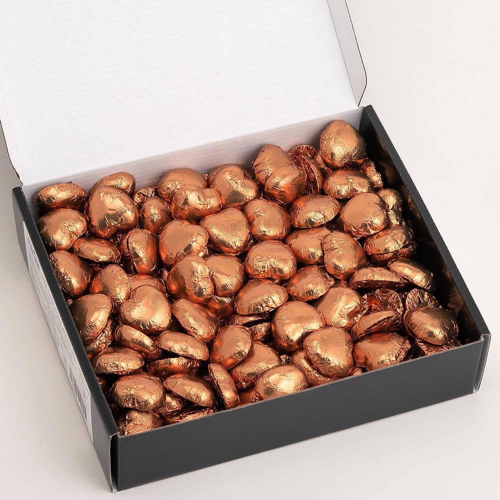Copper foil wedding favour chocolates for table decor