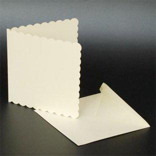 Craft UK 25 Pack 7" x 7" Square Scalloped Edge Single Fold Card Blanks & Envelopes-The Creative Bride