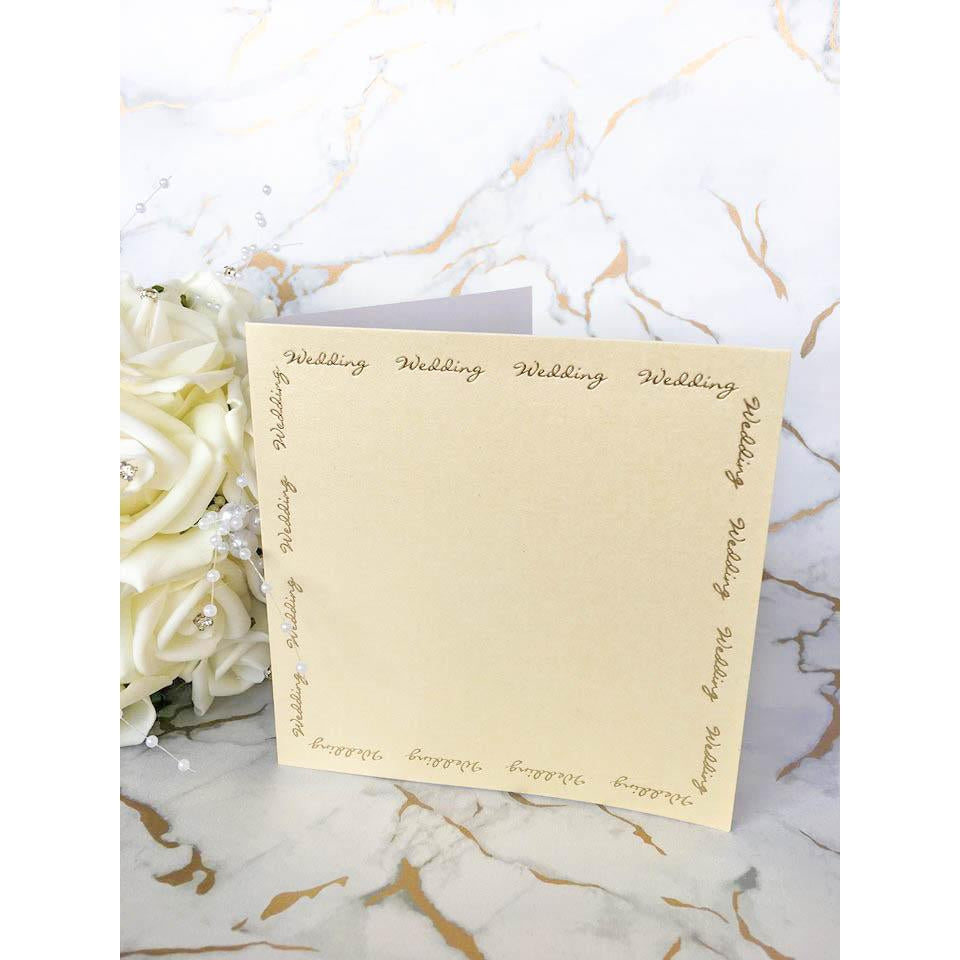 5" x 5" Square Card Blanks Ivory Pearl With Gold Wedding Script 10pk - Clearance-The Creative Bride