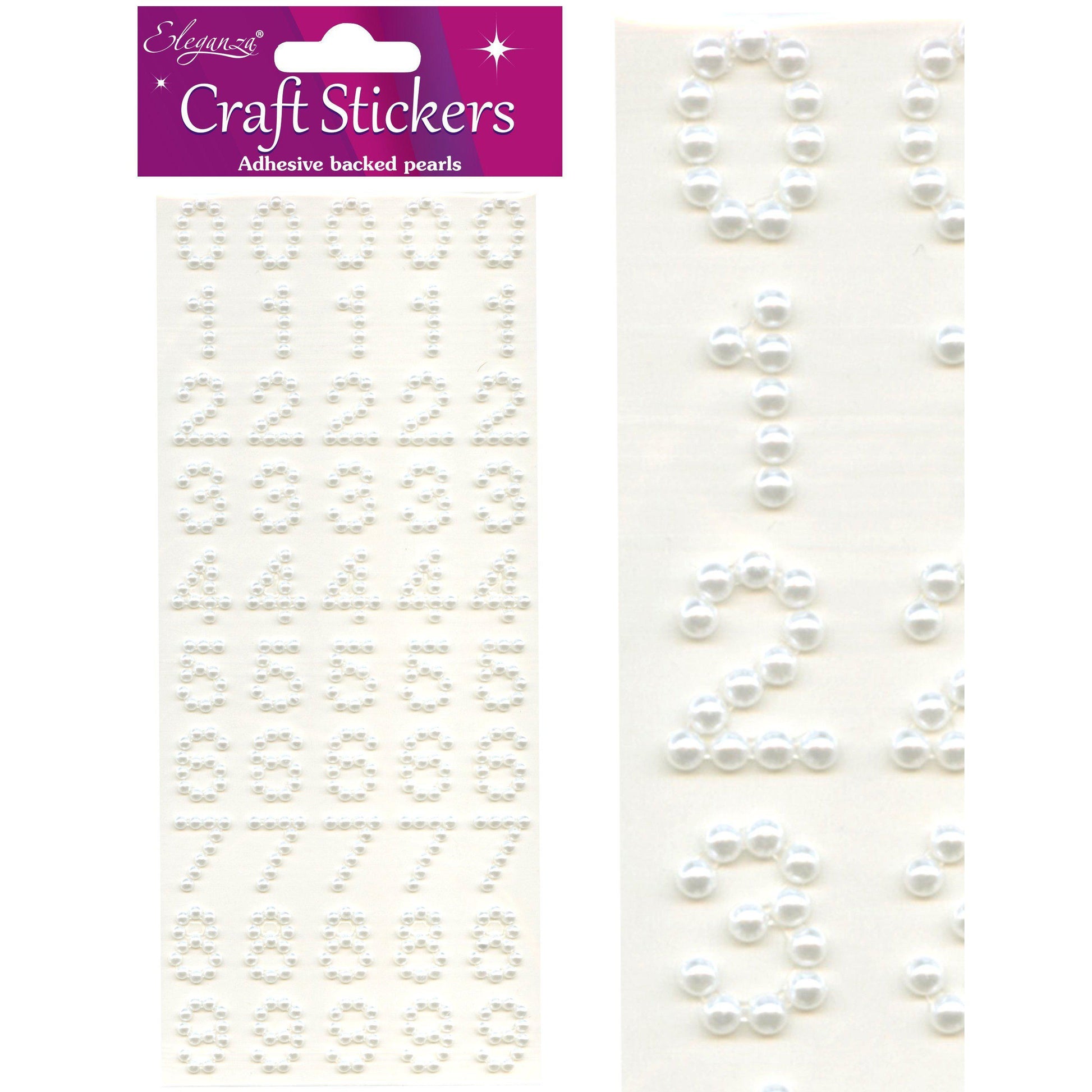 Eleganza Craft Self-Adhesive Pearl Number Set Stickers-The Creative Bride