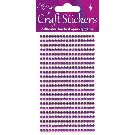 Eleganza Craft Self-Adhesive Round Rhinestone Stickers - Amethyst-The Creative Bride