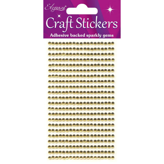Eleganza Craft Self-Adhesive Round Rhinestone Stickers - Gold-The Creative Bride