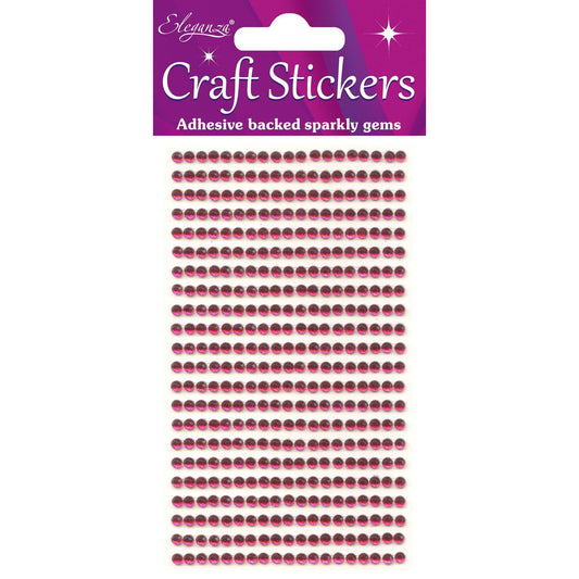 Eleganza Craft Self-Adhesive Round Rhinestone Stickers - Hot Pink-The Creative Bride