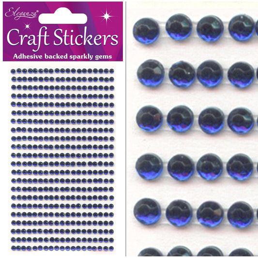 Eleganza Craft Self-Adhesive Round Rhinestone Stickers - Sapphire Blue-The Creative Bride